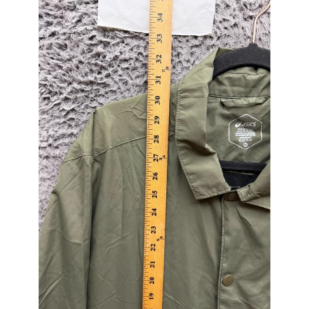NWOT Asics Lightweight Full Snap Windbreaker Jacket Olive Green Mens Size XL